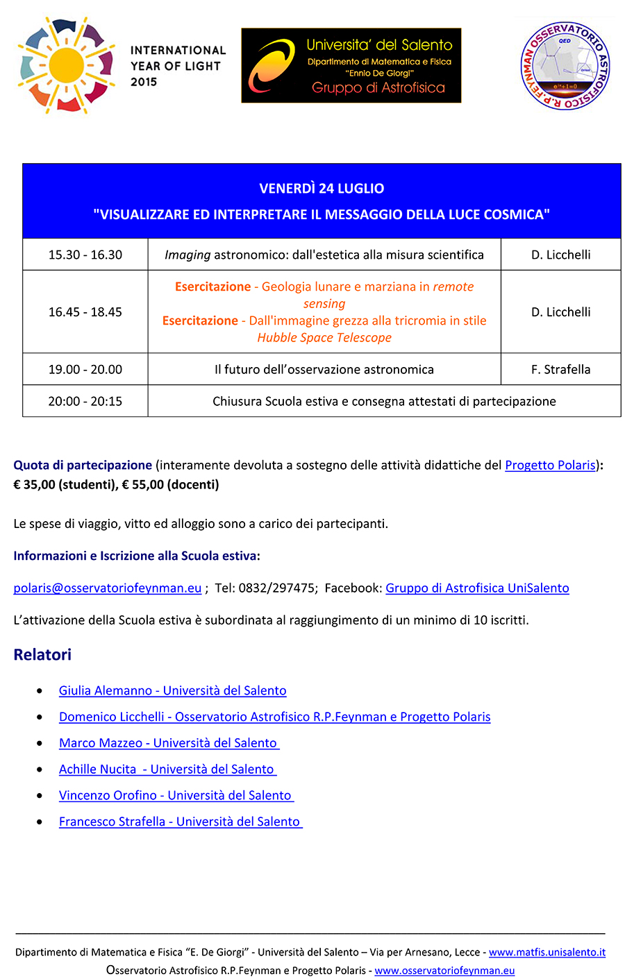 Scuola Estiva di Astronomia 2015