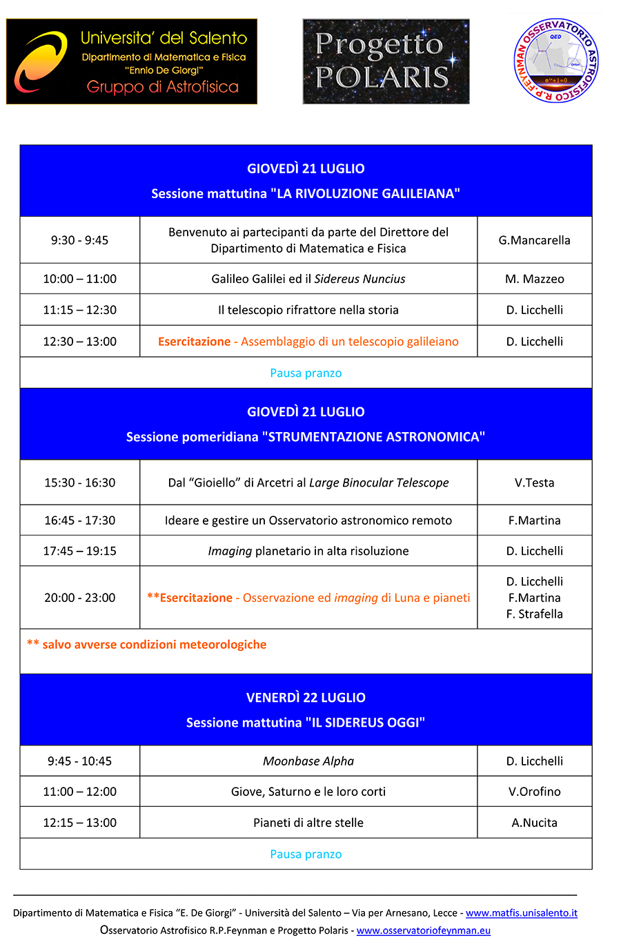 Scuola Estiva di Astronomia 2016