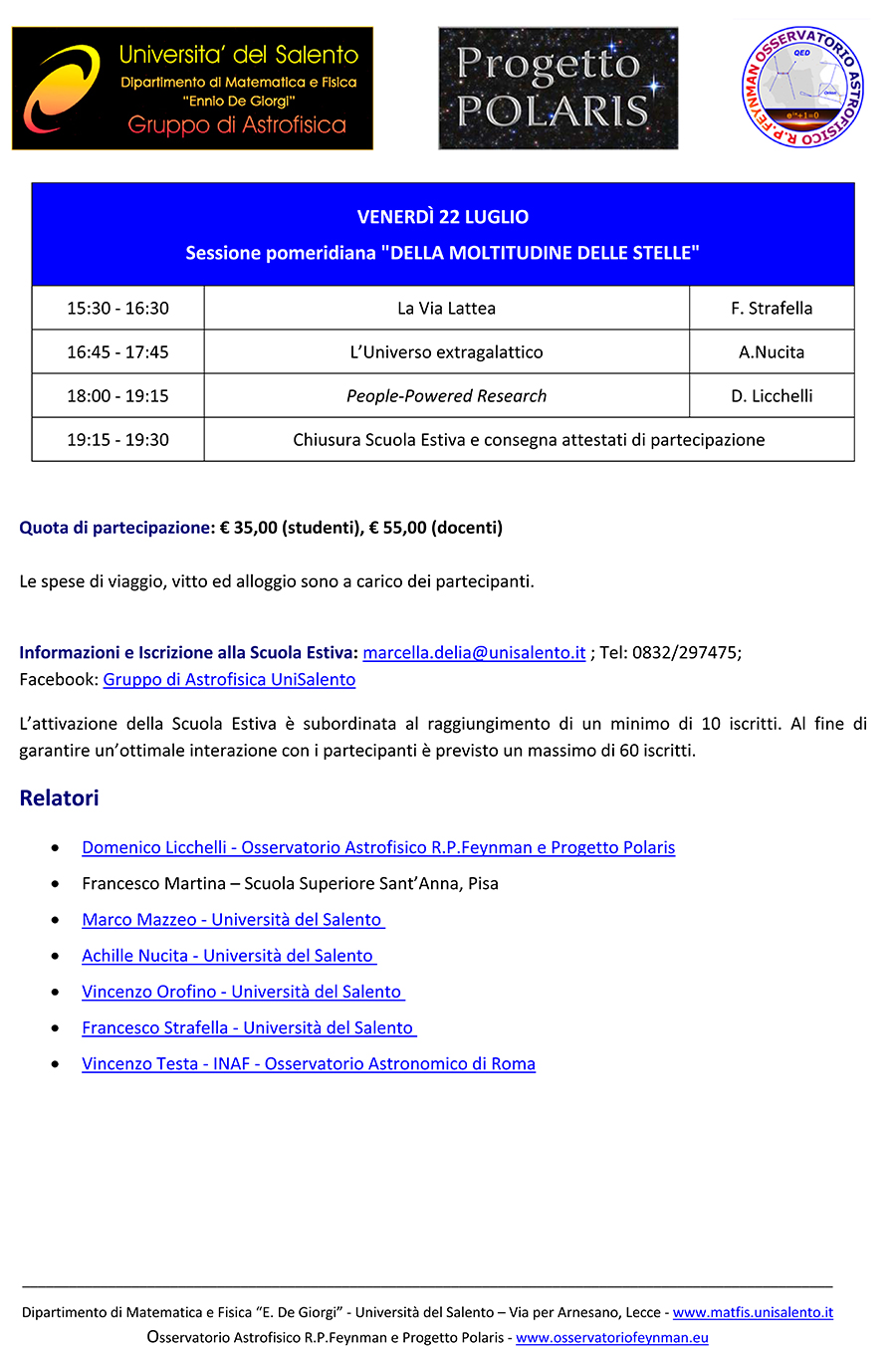 Scuola Estiva di Astronomia 2016