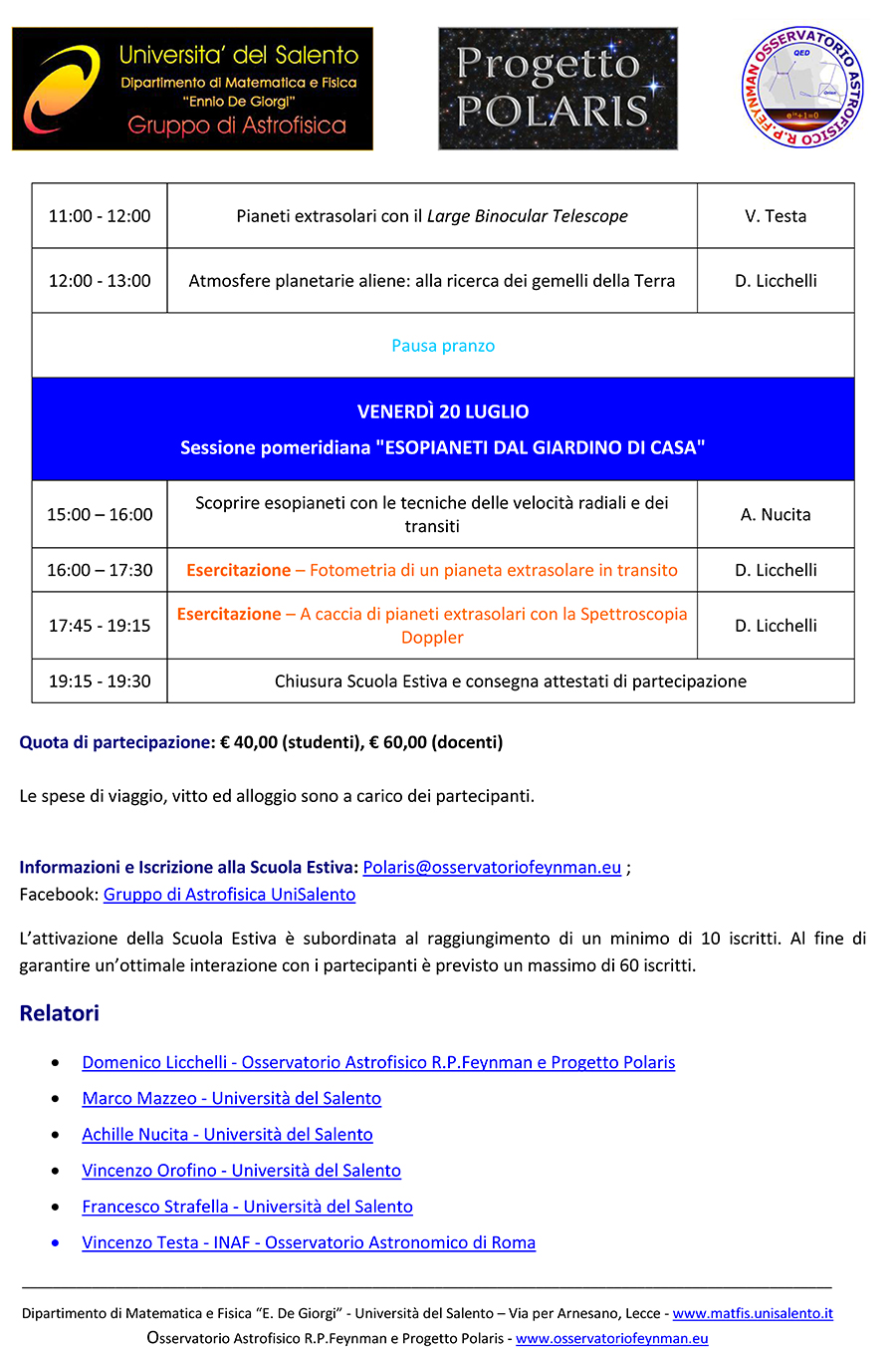 Scuola Estiva di Astronomia 2018